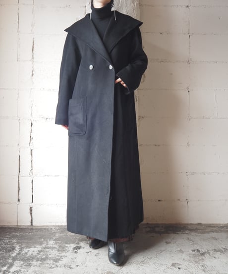 Aquascutum Shawl Collar Wool Long Coat BK