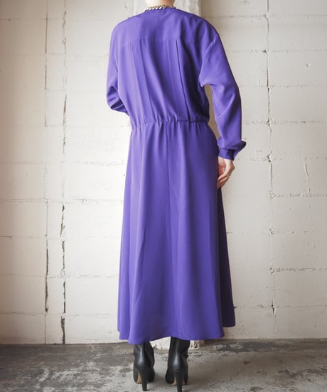 Asymmetric Collarless Long Dress PUR