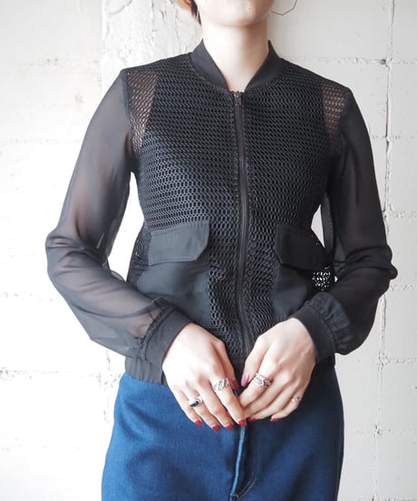 Sheer Sleeve Mesh Jacket BK
