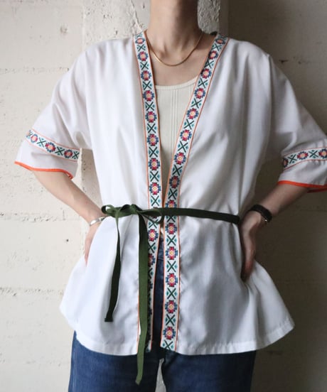 Embroidery × String Design Blouse WH