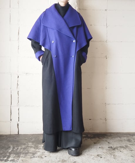 1980's Bicolor Big Collar Coat BKPUR