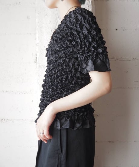 Flared Hem Popcorn Tops BK