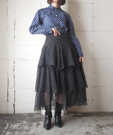 GOOD DESIGN SHOP COMME des GARCONS round collar Dot Shirt NV WH
