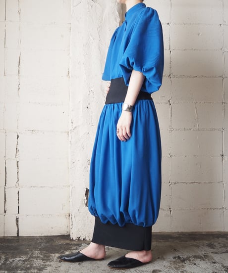 REMAKE 1970's Baloon × Rib Dress BLBK