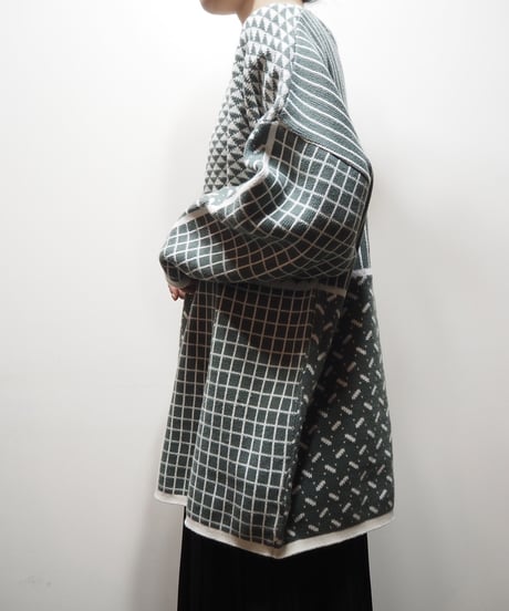 Pattern Crew Neck Cotton Knit GRWH