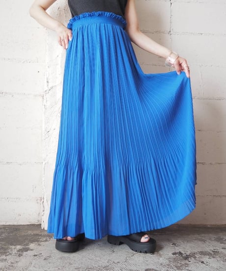 Ruffle Waist Pleats Skirt BL