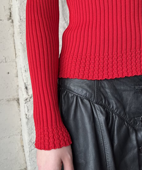 Pattern Neck&Hem Rib Knit RE
