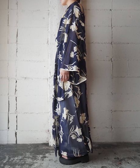 Flower Pattern Sheer Robe NV BEG
