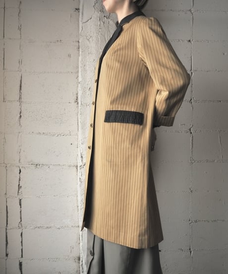 60-70's Stripe Open Collar Coat YEBK