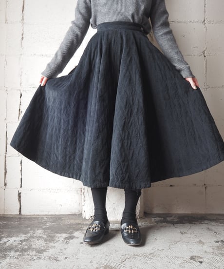 1950-60's Corduroy Flared Skirt BK