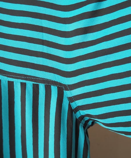 1980's Italy Collarless Stripe Dress GNBK