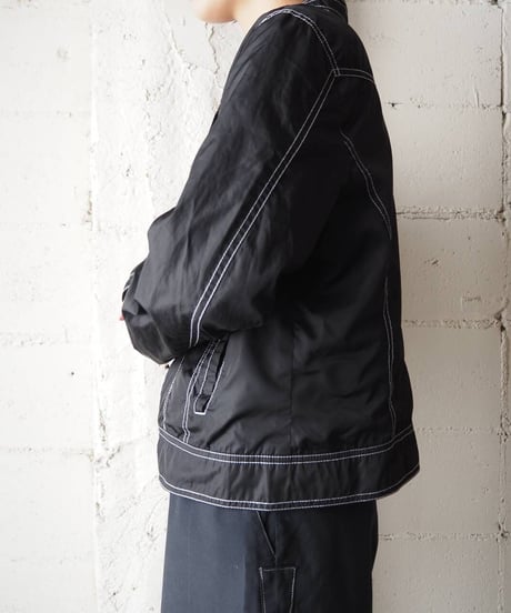 White Stitch Zip Up Jacket BK