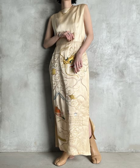 Dragon Embroidery Satin Dress YE