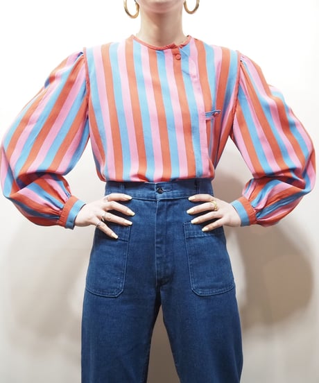 1970's Stripe Design Blouse PIREBL