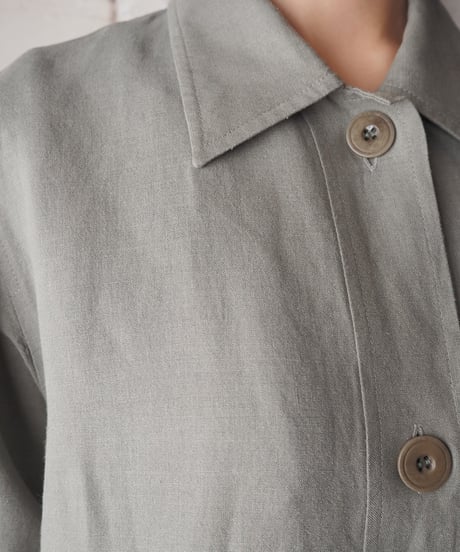 Rayon Linen Soutien Collar Coat KA