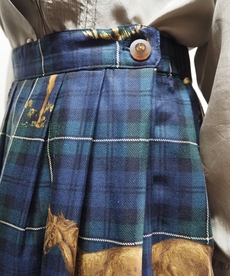 Horse × Check Tuck Skirt NV