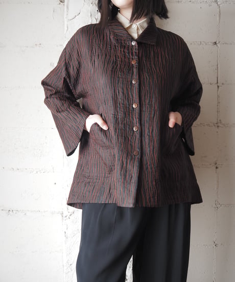 Wave Quilted Wide Silhouette Jacket BK
