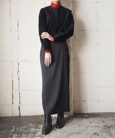 Leather Collarless Jacket BK
