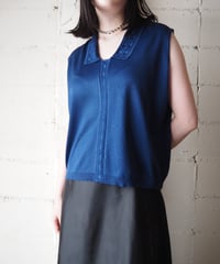 1960-70's France Sleeveless Collar Knit BL