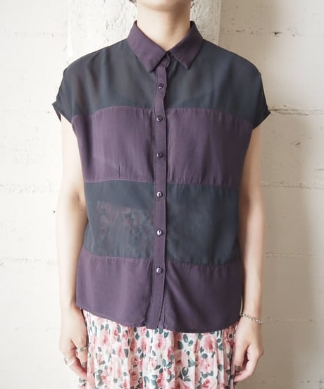 Seethrough french Sleeve Shirt BK