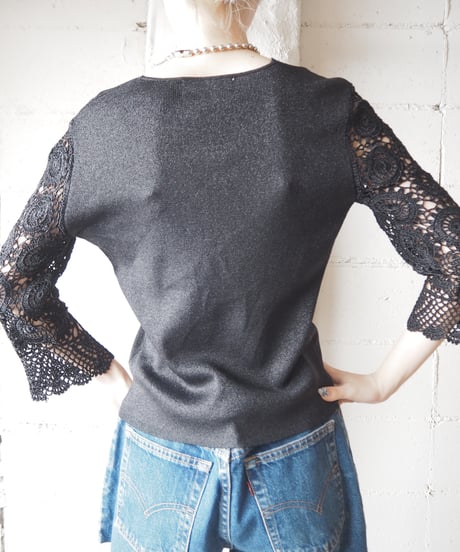 Crochet Sleeve Lame Knit BKSL