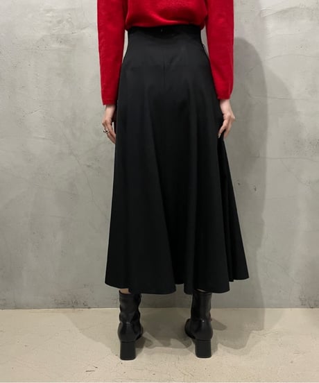 Back Zip Circular Flare Skirt BK