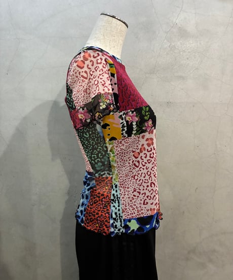 Desigual  S/S Mix Pattern Sheer Tops BLBKPI