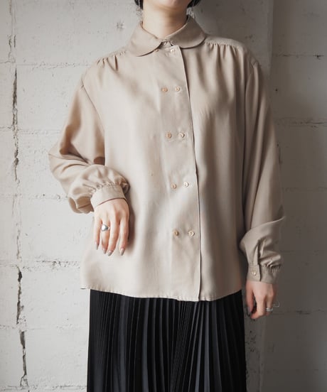 Round Collar Double Breasted Blouse BE