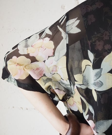 Seethrough Flower China Dress BK