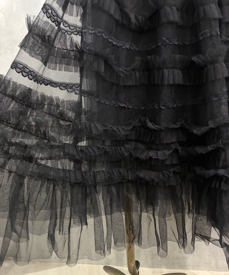 Lace Trim Ruffled Tulle Skirt BK