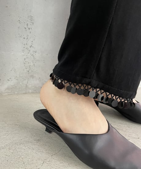 Beads Design Hem Strech Pants BK