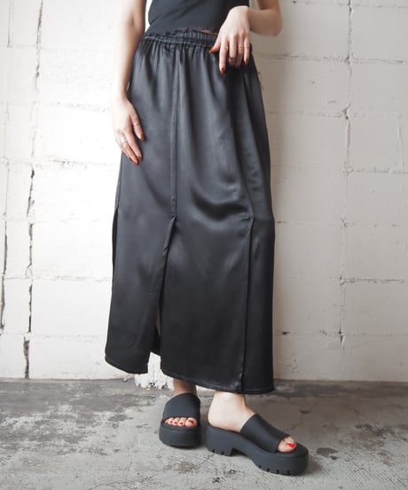 Slit Satin Skirt BK