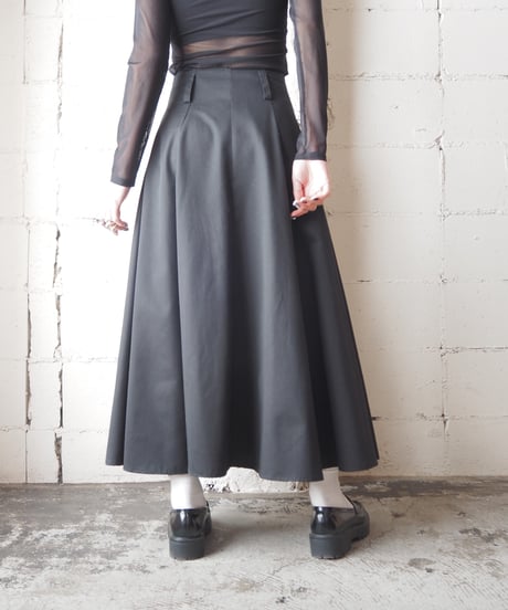 Front Many Button Flered Skirt BK