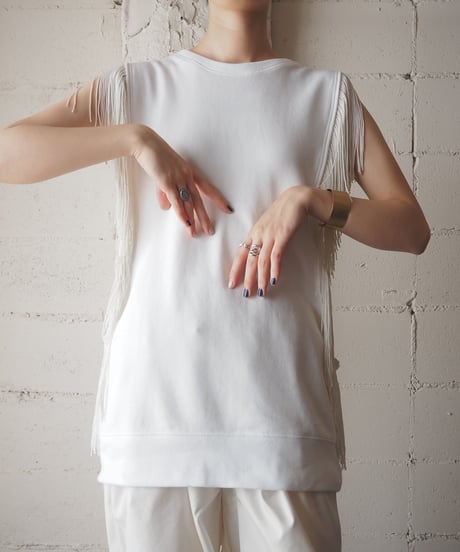 【Orfeo REMAKE】fringesweat vest WH