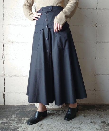 Design Pocket Flared Skirt BK