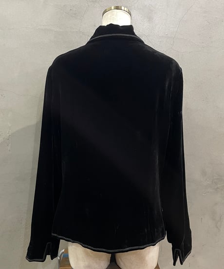 Velour China Button Shirt BK