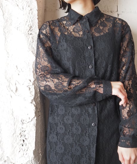 Lace L/S Shirt BK