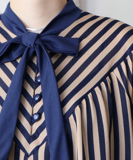 Stripe Boe Collar Dress NVBE