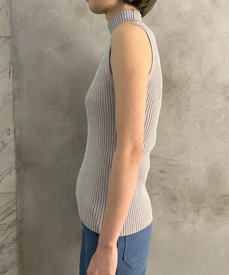Turtle Neck No Sleeve Rib Knit SI