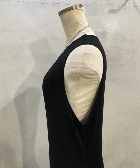 Spandex Mix Sleeveless Long Dress BK