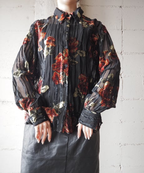 Opal Velour Flower Pattern Shirt BKRE