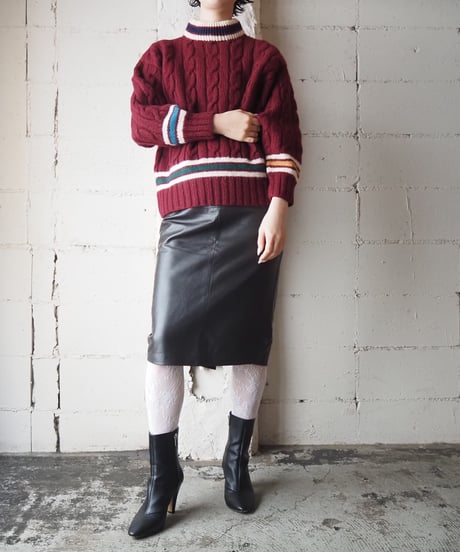 HERMES Multi Color Cable  Knit Sweater BUR