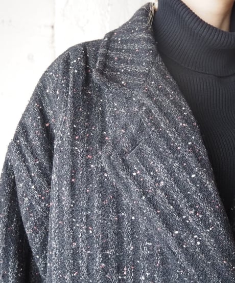 Knitted Cuff Stripe Coat BKDGR
