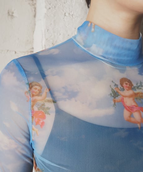 Mock Neck Sheer Cutsewn Angel LBL
