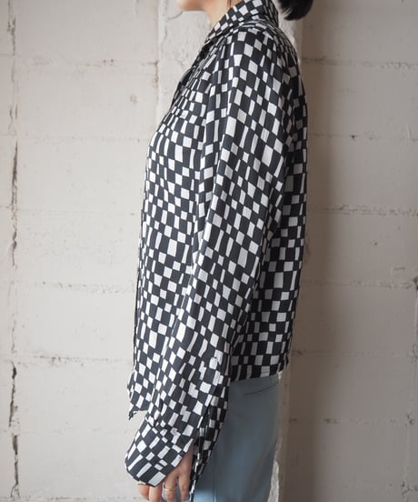 agnes b. Patterned Shirt BK WH