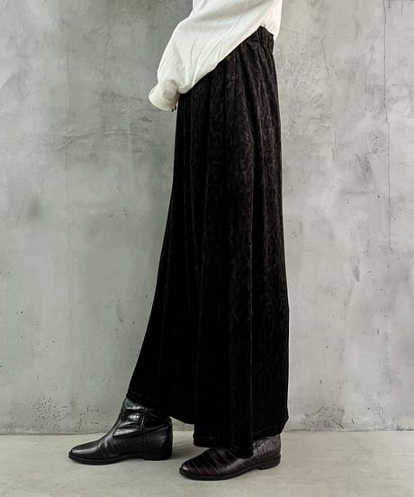 Leopard Pattern Velour Flare Skirt BRBK