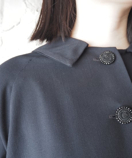1960〜70's Vintage Flat Collar Blouse BK