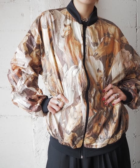 Horse Print Zipup Jacket BRBK