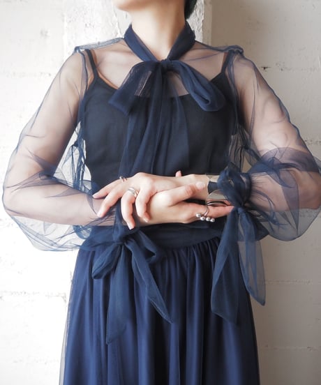 Boe Tie Tulle L/S Blouse NV