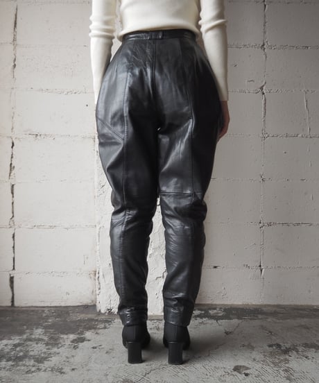 Leather Tuck Pants BK